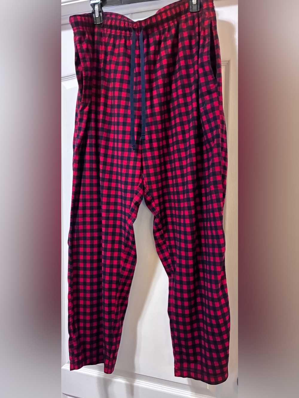 Nautica Red/Black Check Pattern Design XL Lounge Pants W/Adjustable Drawstring